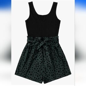 Black and Green Polka Dot Romper